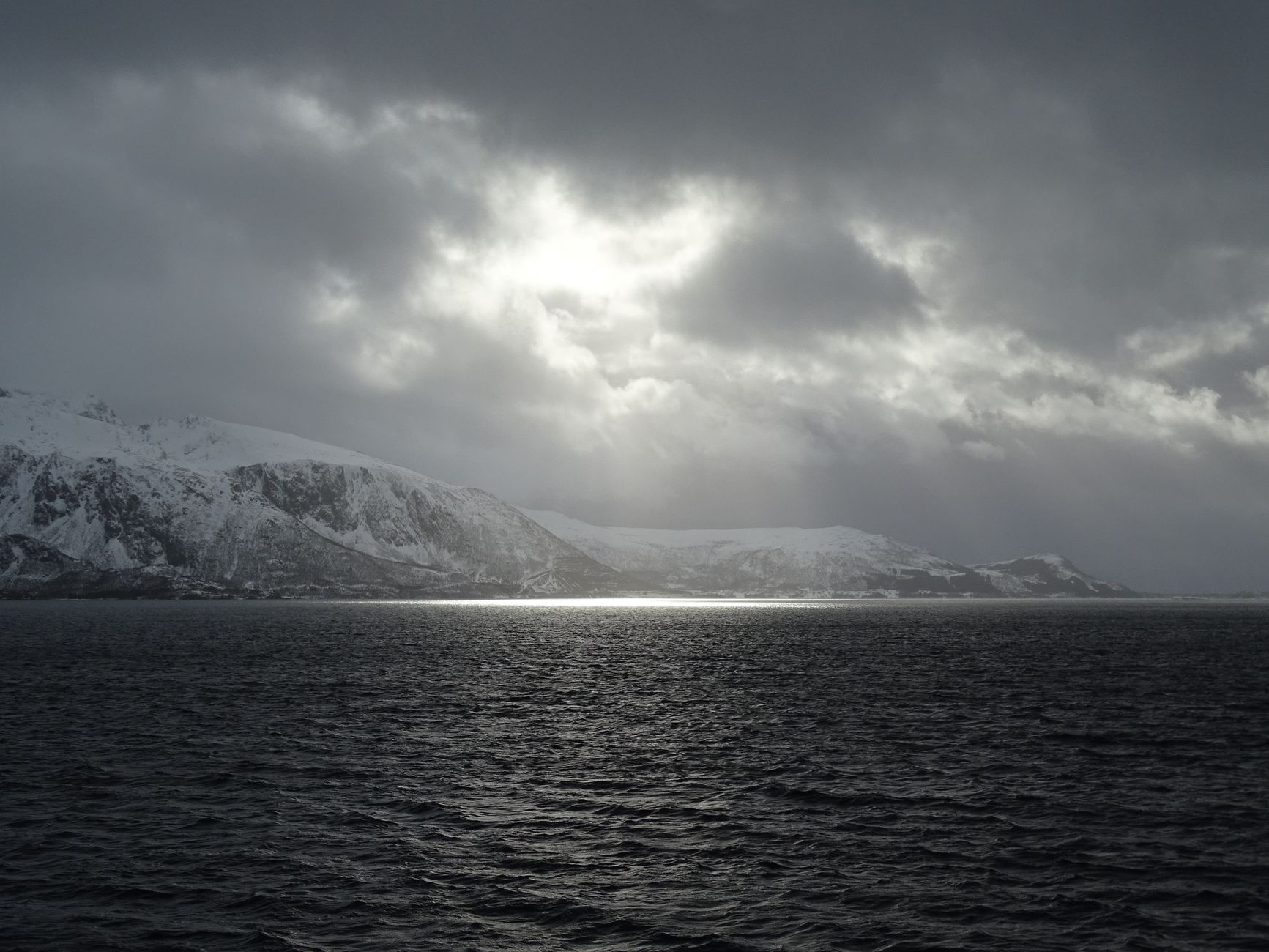 Snowy Norway mountain fjord
